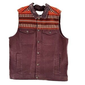 Cody James Men's Iroquois Southwestern Trucker Vest XL Brown Cowboy Rodeo NEW